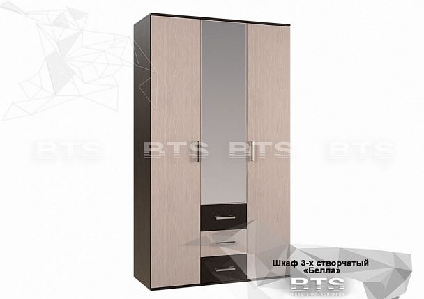 "Белла" шкаф 3-х створчатый (1200х2120х470) венге/дуб атланта - Вид 1