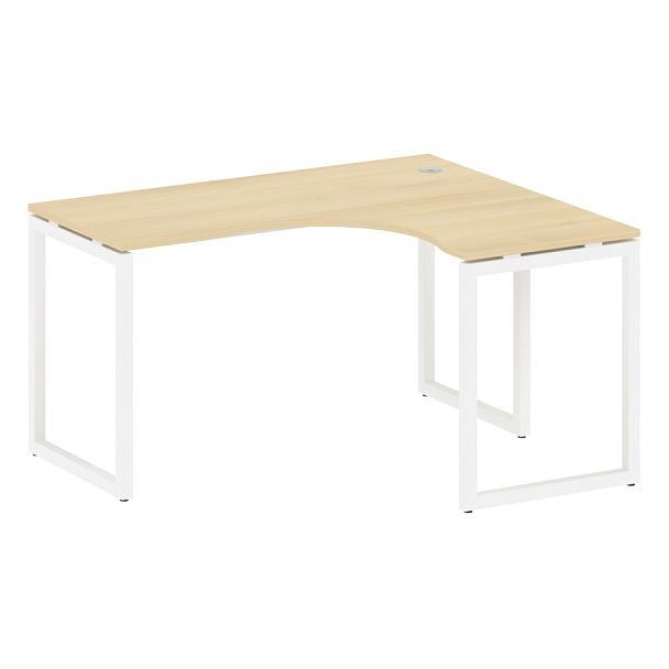 Metal System Quattro Стол криволинейный правый на О-образном м/к 40БО.СА-3 (R) Акация/Белый металл 1400*1200*750 - Вид 1