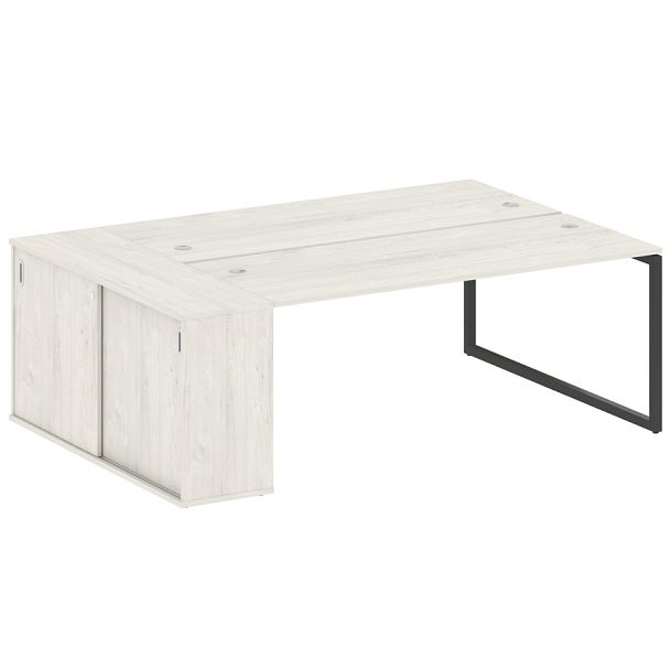 Metal System Quattro Р. ст. с шкафом-купе на О-образном м/к 40БО.РС-СШК-1.5 Т Дуб наварра/Антрацит металл 2210*1475*750 - Вид 1