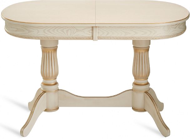 Стол деревянный раздвижной Кайнс 120(160)х80х76 Слоновая кость с золотой патиной - Вид 2