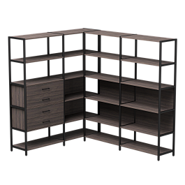 Набор стеллажных систем №17 Everprof EVO 1635x2020x1840 Дуб Пасадена/Черный - Фото предпросмотра