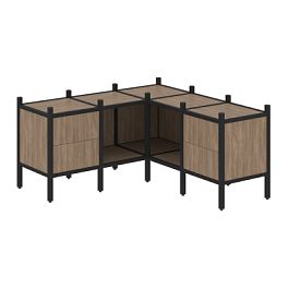 Loft Угловой внутренний стеллаж наборный VR.L-27 Дуб аризона/Чёрный металл 1278*1278*636 - Фото предпросмотра