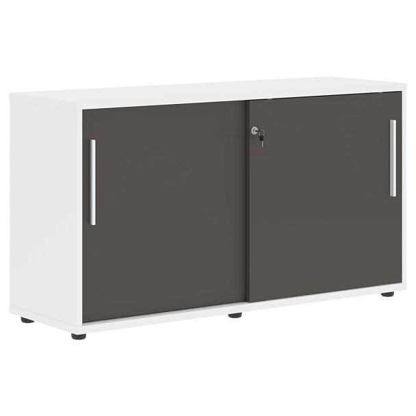Шкаф низкий с дверьми купе ELC 1343 Мокко/Белый/Белый 1346х430х750 EDIS - Вид 1