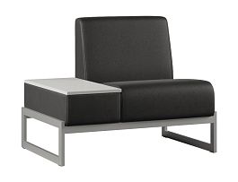 Диван Everprof Solo одноместный со столиком справа Металл Серый Экокожа Черный ЛДСП Серый - Фото предпросмотра