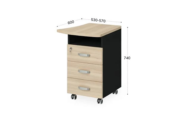 БЕРЛИН / BERLIN Тумба приставная правая 530х600х740 Акация/Черный - Вид 2