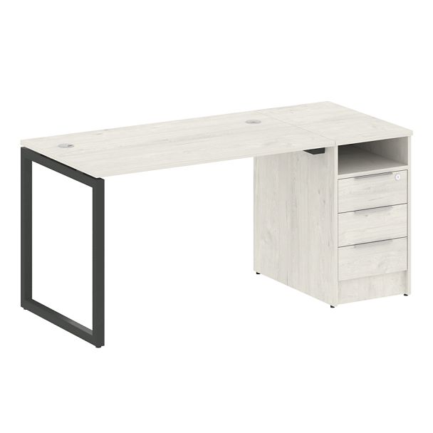 Metal System Quattro Р. ст. с тумбой на О-образном м/к 40БО.РС-СТП-1.2 Дуб наварра/Антрацит металл 1612*720*750 - Вид 1