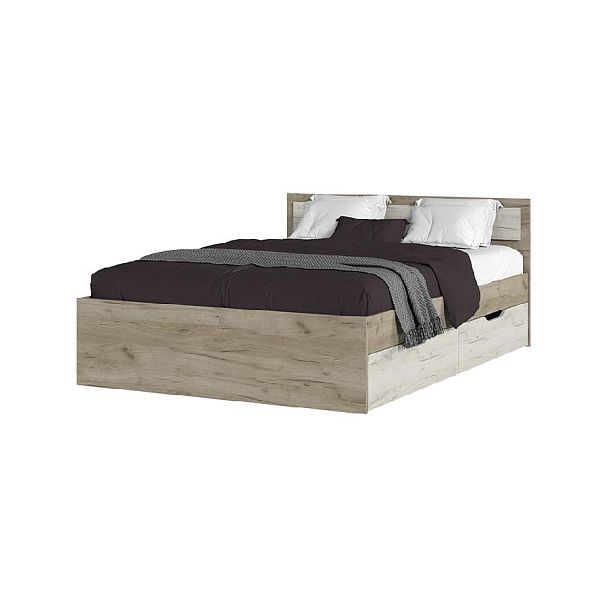 ГАРМОНИЯ КР 605 кровать с ящиками (1,452х0,78х2,032) дуб крафт белый/дуб крафт серый - Вид 1