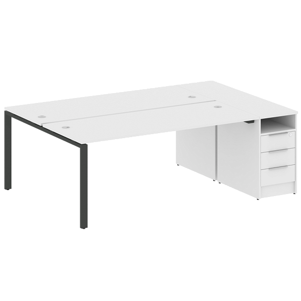 Metal System Р. ст. с тумбой на П-образном м/к БП.РС-СТП-2.5 Белый/Антрацит металл 2212*1475*750 - Вид 1