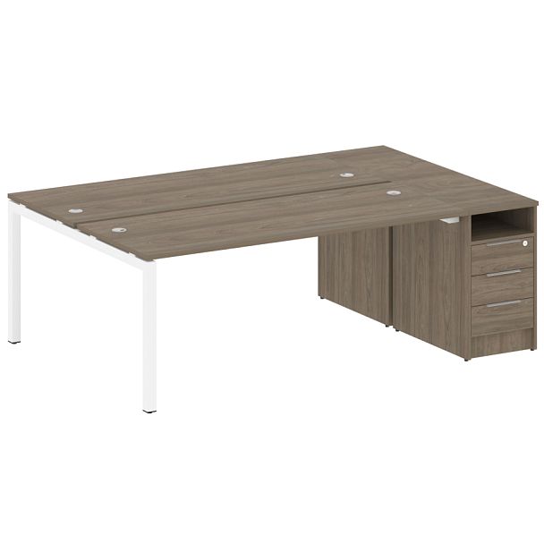 Metal System Quattro Р. ст. с тумбой на П-образном м/к 50БП.РС-СТП-2.5 Вяз/Белый металл 2212*1475*750 - Вид 1