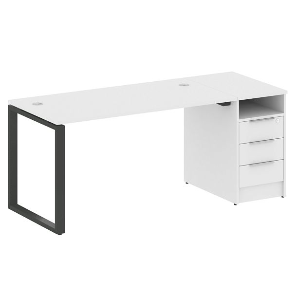 Metal System Р. ст. с тумбой на О-образном м/к БО.РС-СТП-1.3 Белый/Антрацит металл 1812*720*750 - Вид 1