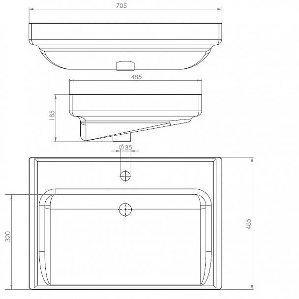 Раковина "Тигода 70" - Вид 2