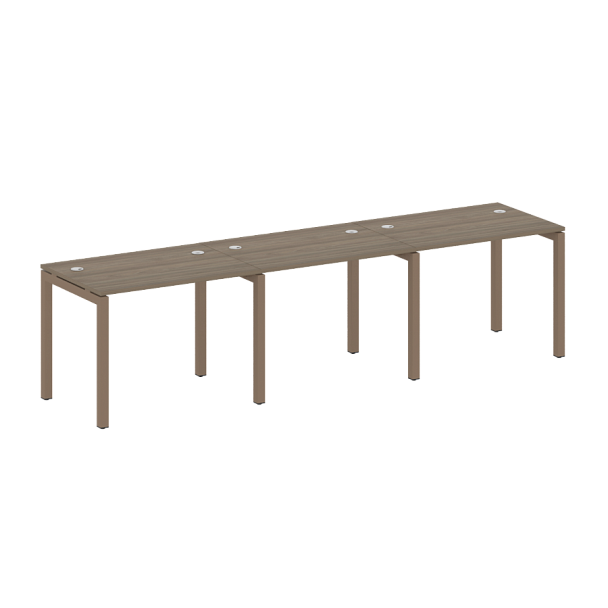 Metal System Quattro Р. ст. на 3 раб. места на П-образном м/к 50БП.СМ-3.1 Вяз/Мокко металл 3000*720*750 - Вид 1