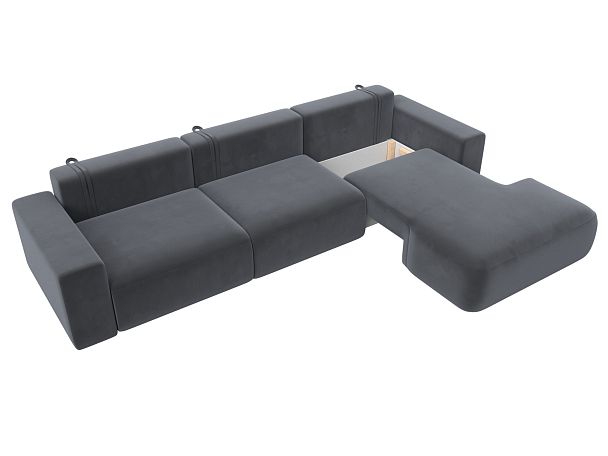 Диван угловой Лига-036 Классик Лонг правый угол Велюр серый - Вид 7