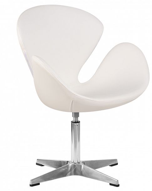 Кресло дизайнерское DOBRIN SWAN (белый кожзам P23, алюминиевое основание) - Вид 3