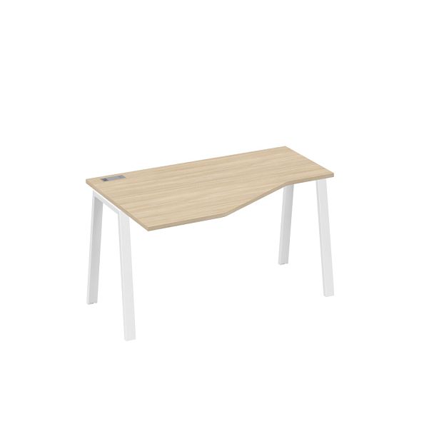 Стол эргономичный левый "Техно" на металлокаркасе TRE A4 А4 Б3 053 БП дуб скандинавский / металлокаркас белый - Вид 1