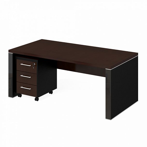 Стол рабочий+тумба мобильная "Парламент" ПК-ПРЛ-КОМП№1-В1-981 темный орех - Вид 1