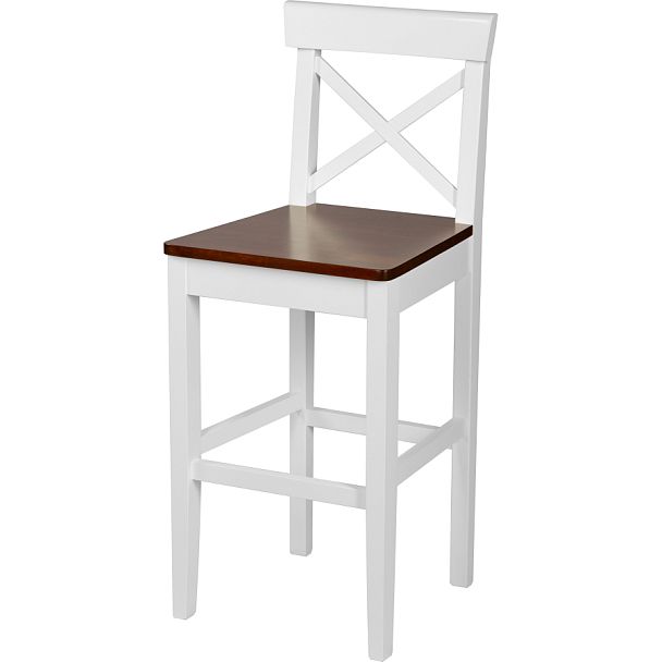 Комплект деревянных полубарных стульев с жестким сиденьем Бергольф Белый/Темный орех, 2 шт. - Вид 1