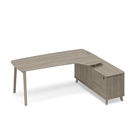 Стол эргономичный правый на опорной тумбе (тип 4) WOOD Time wood ТМ В2 124 ВЛ ВЛ ВЛ вяз либерти - Фото предпросмотра