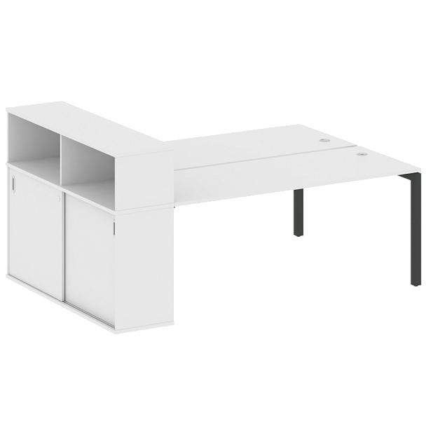 Metal System Quattro Р. ст. с шкафом-купе на П-образном м/к 50БП.РС-СШК-2.5 Т Белый/Антрацит металл 2210*1475*1098 - Вид 1