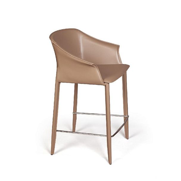 Стул полубарный GIO, кожа хаки-тауп - Вид 6