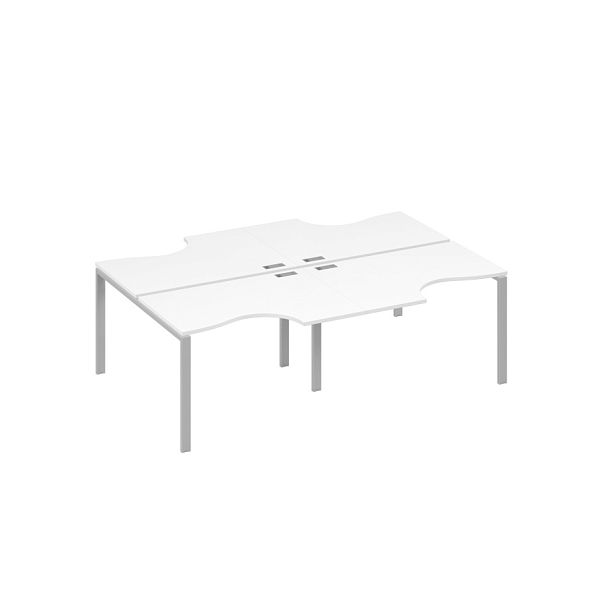 Станция рабочая UNO (4х120) со столами Классика A4 А4 Б1 183-2 БП белый премиум / металлокаркас серый - Вид 1