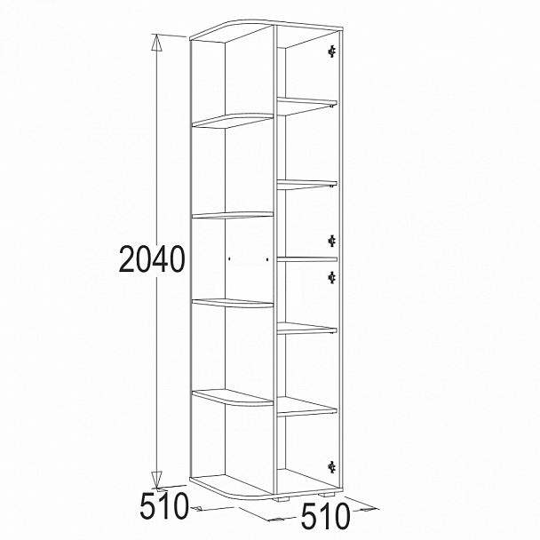 Шкаф крайний Омега-16 - Вид 2