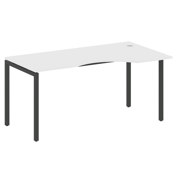 Metal System Quattro Стол криволинейный правый на П-образном м/к 40БП.СА-1 (R) Белый/Антрацит металл 1600*900*750 - Вид 1