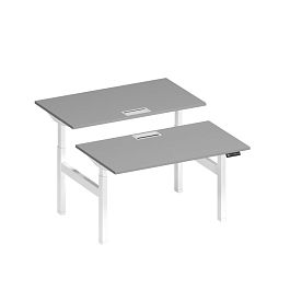 Рабочая станция на электроприводе с заглушками Elevo А2 БГ 102 СЕ серый / белый гладкий - Фото предпросмотра