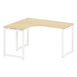 Metal System Quattro Стол криволинейный левый на О-образном м/к 40БО.СА-3 (L) Акация/Белый металл 1400*1200*750 - Фото предпросмотра