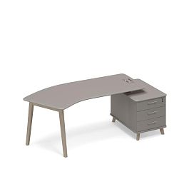 Стол руководителя правый тумба малая (тип 5) WOOD эргономичный Time wood ТМ В2 130 ВЛ ВЛ ВЛ мокко премиум - Фото предпросмотра