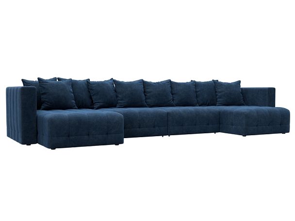 Диван П-образный Лига-052 НПБ Лонг Велюр синий - Вид 1