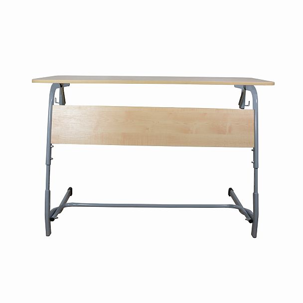 Стол-парта 2-местный, регулируемый угол, "Олимп", 1200х500х520-640 мм, рост 2-4, серый каркас, ЛДСП клён - Вид 7