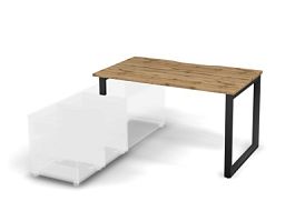 MATRIX 121B101-O Стол прямой, опора на тумбу, вырез. (O-опоры) 1380х780х775 Дуб Крафт/Темно-серый - Фото предпросмотра