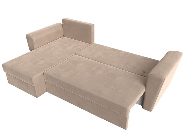 Угловой диван Амстердам Лайт левый (полностью велюр бежевый) - Вид 9
