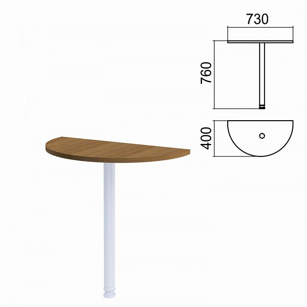 Стол приставной полукруг "Арго", 730х400 мм, БЕЗ ОПОРЫ, орех - Вид 1