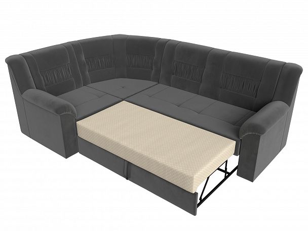 Угловой диван Карелия левый угол (полностью велюр серый) - Вид 6