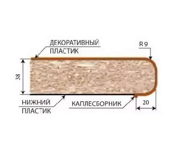 Столешница 0,3м (угол левый) канадский дуб (38мм) - Вид 3