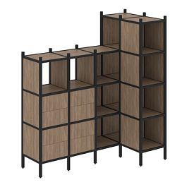 Loft Угловой внутренний стеллаж наборный VR.L-47 Дуб аризона/Чёрный металл 1694*862*1869 - Фото предпросмотра