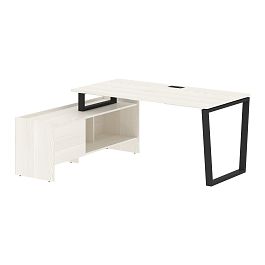 Стол с тумбой EVCT 17814 Ясень Траун/Черный 1760х1400х750 EDIS - Фото предпросмотра