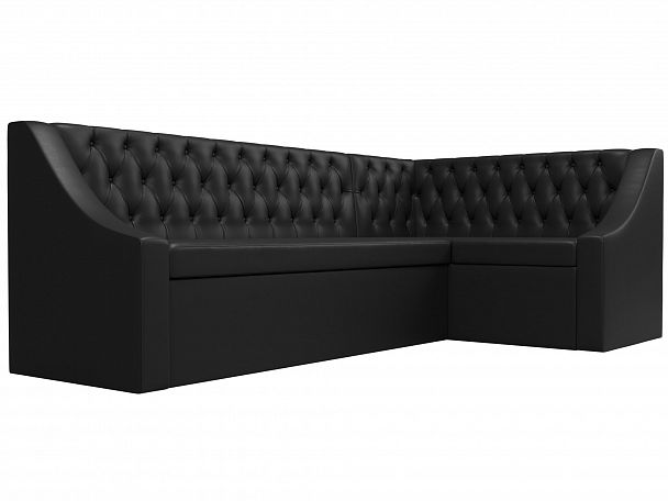 Кухонный угловой диван Мерлин правый (полностью экокожа черная) - Вид 3