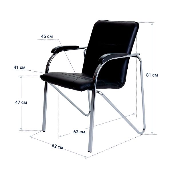 Стул офисный Самба, экокожа Black, каркас хром - Вид 5