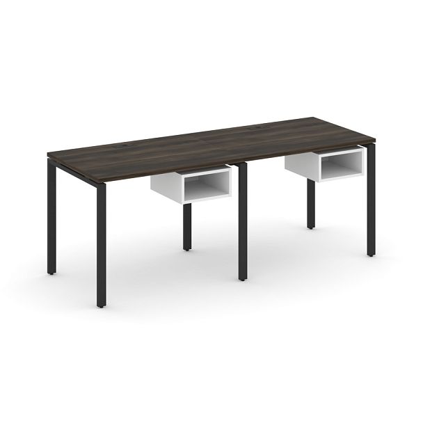 Concept Рабочая станция односторонняя с подвес. тумбами 2 места CN.ORS-101 Дуб Мали/Белый Бриллиант/Металл Черный 1960*720*750 - Вид 1