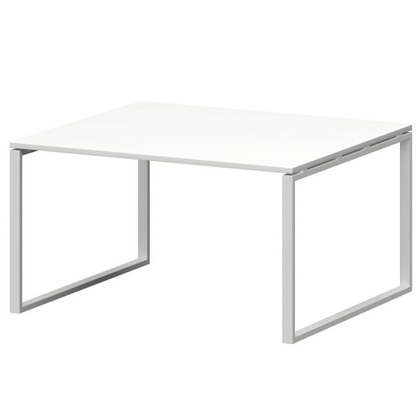 Стол переговорный на металлокаркасе СМСП-О-14.123.Пр25 Белый/Белый 1400x1236x750 Смарт - Вид 1