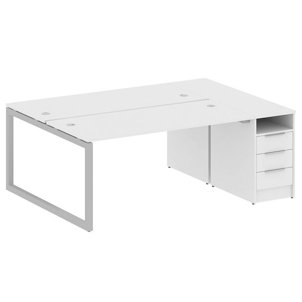 Metal System Quattro Р. ст. с тумбой на О-образном м/к 50БО.РС-СТП-2.4 Белый/Серый металл 2012*1475*750 - Вид 1