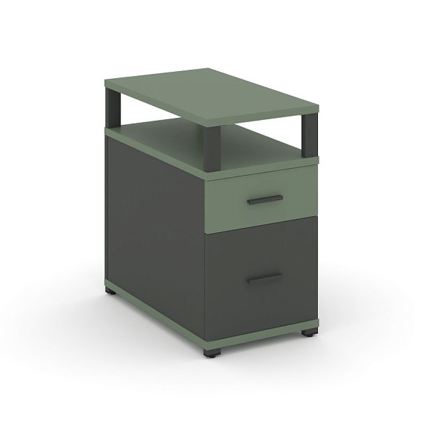 Concept Тумба приставная 1 ящ.+1 распаш. фасад с надставкой CN.TGP-002 A Кобо/Антрацит/Металл Антрацит 420*720*750 - Вид 1