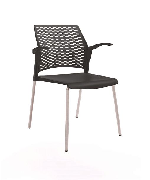REWIND стул с открытыми подлокотниками каркас серый/пластик черный "Кресла для посетителей"  ТК-001854000013 черный - Вид 1