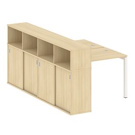 Метал Систем Куатро / Metal System Quattro Р. ст. с шкафом-купе на П-образном м/к 50БП.РС-СШК-4.1 Т Акация/Белый металл 1410*2332*1098 - Фото предпросмотра