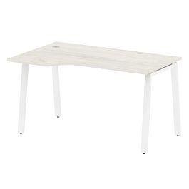 Metal System Стол криволинейный левый на А-образном м/к БА.СА-2 (L) Дуб наварра/Белый металл 1400*900*750 - Фото предпросмотра