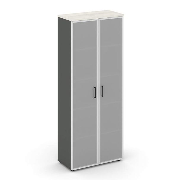 Style Project Шкаф высокий широкий SN.STS-109 Антрацит/Дуб Наварра/Сатин/Черный Ручки 796*400*1982 - Вид 1