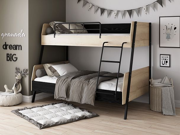 Кровать двухъярусная "Дельта Лофт 20.02.04" black - Вид 2